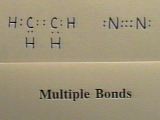 Lewis diagrams showing multiple bonds.
