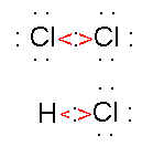Lewis diagrams showing polar and nonpolar bonds.
