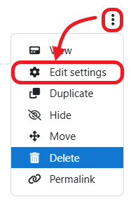 Edit Menu for Topic Edit Settings