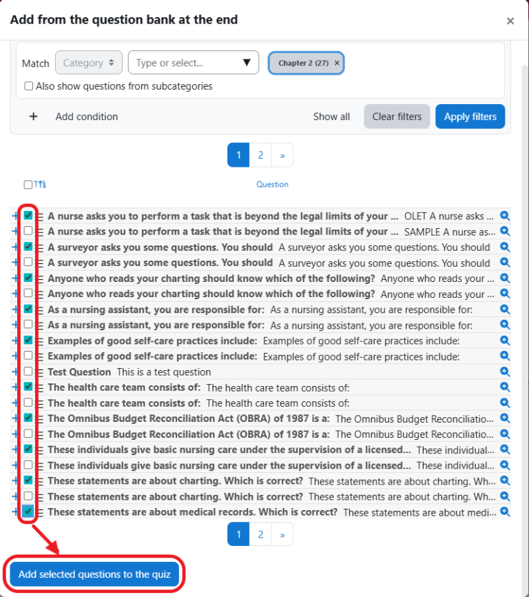 Quiz: Add Specific Questions from Question Bank – OLET Knowledge Base