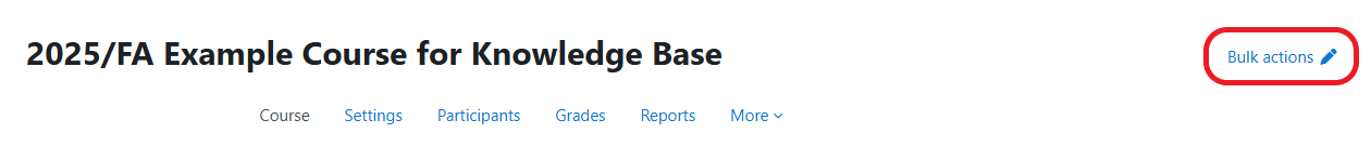 Course Front Page Bulk actions