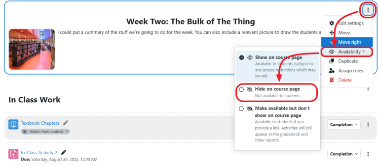 Controlling Visibility in Moodle – OLET Knowledge Base