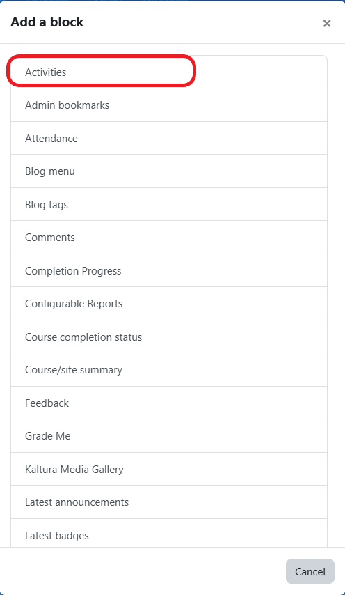 Add a Block Activities